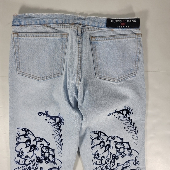 Guess Jeans Sz 26/27 Low Rise Bootcut Light Wash Embroidered DIY Y2K 90's - Picture 6 of 7